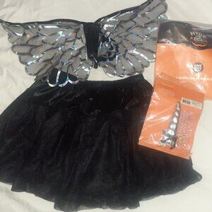 MYSTICAL BLACK UNICORN HALLOWEEN COSTUME TUTU WINGS & HORN- BIG GIRLS ONE SIZE